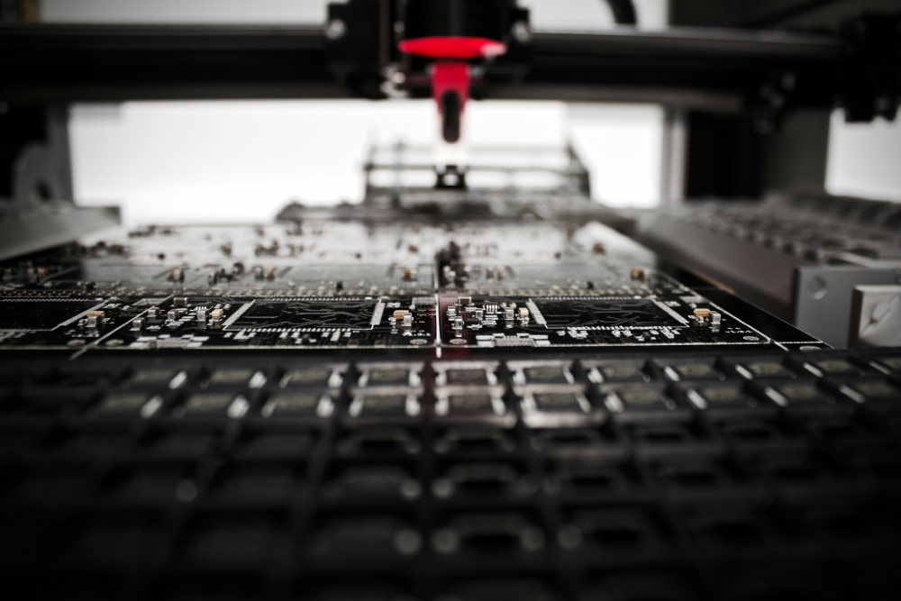 Electronic circuit board during assembly process